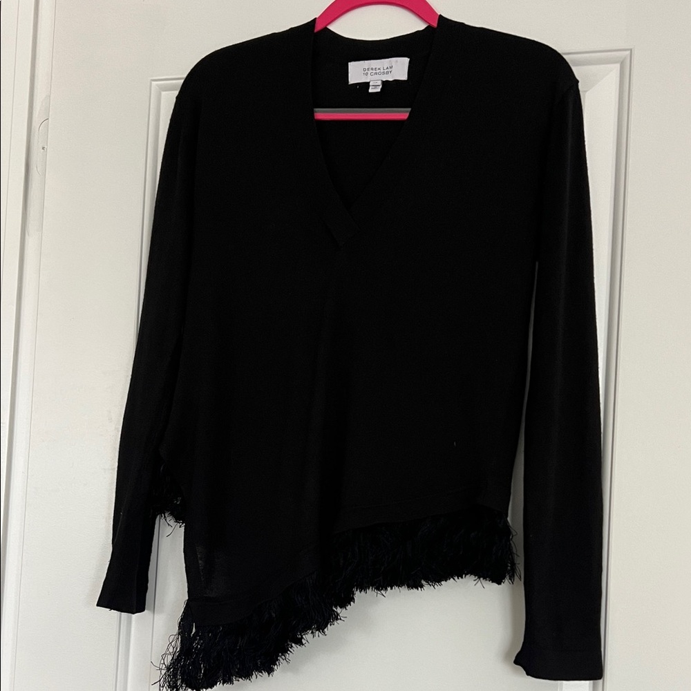 Derek Lam Black V-Neck Sweater silk and cashmere sweater